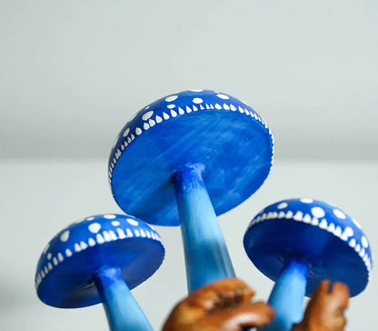 Blue Mushroom Sculpture, Colorful, Art, Painted Statue