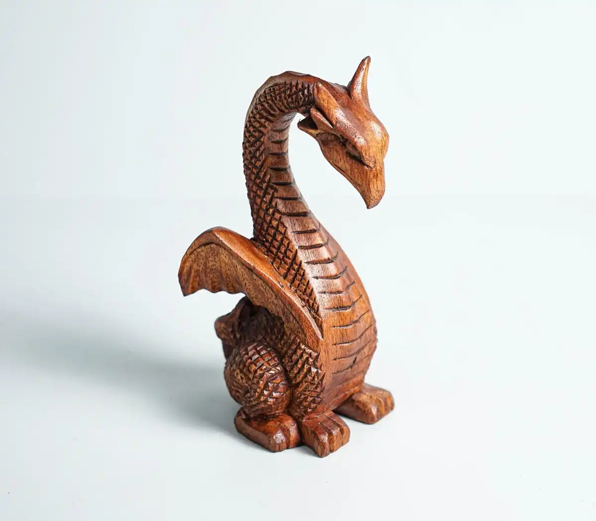 Calm Dragon Statue, Wooden Dragon, Fantasy Animal