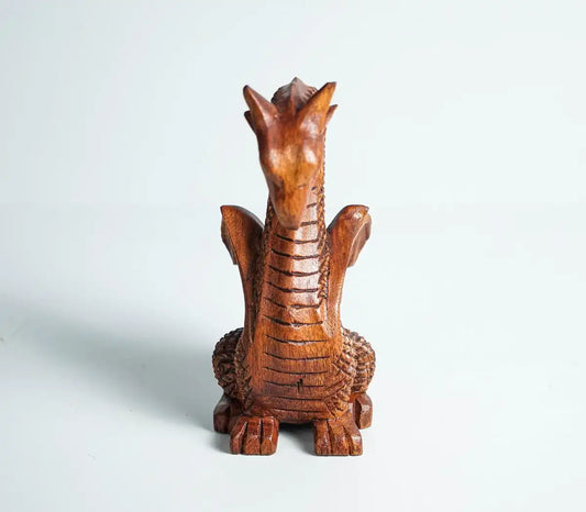 Calm Dragon Statue, Wooden Dragon, Fantasy Animal