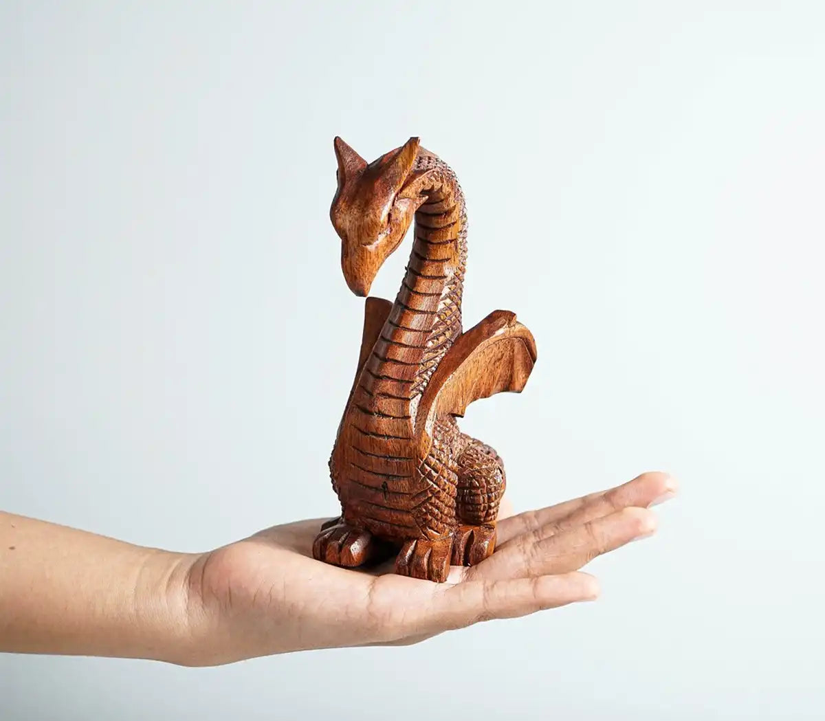 Calm Dragon Statue, Wooden Dragon, Fantasy Animal