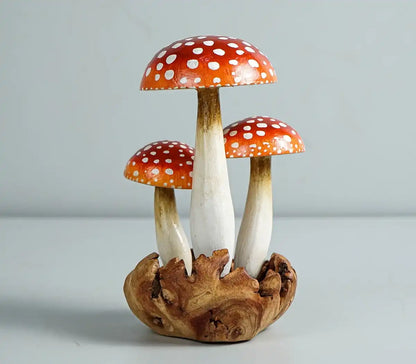 Colorful Mushroom Sculpture, Handmade Art, Painted Statue