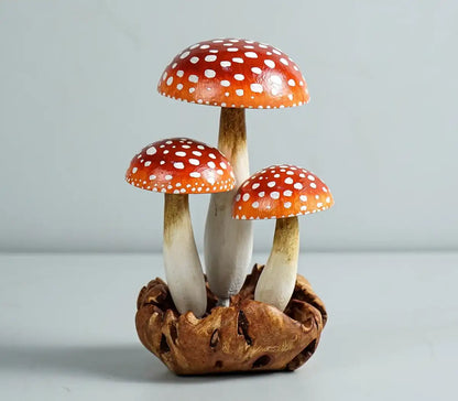 Colorful Mushroom Sculpture, Handmade Art, Painted Statue