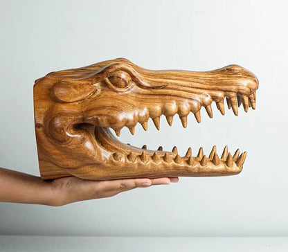 Crocodile Head Wall Decor, Wall Art, Alligator, Wood Carving