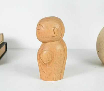 Wooden Jizo Statue, Buddha Sculpture, Wood Figurine