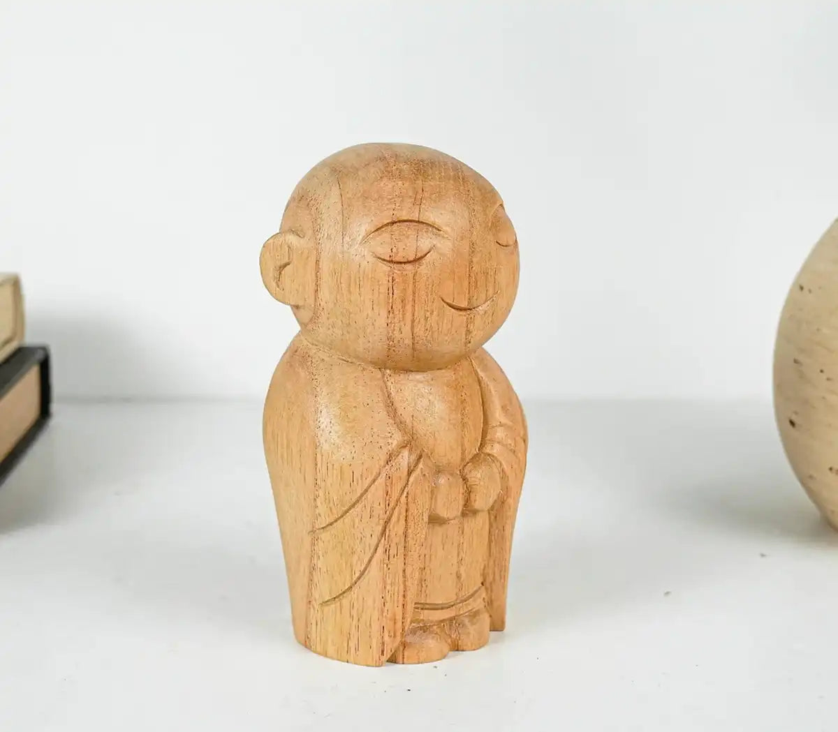 Wooden Jizo Statue, Buddha Sculpture, Wood Figurine