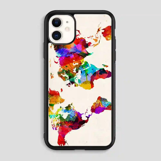 Abstract Painting World Map iPhone 11 Case