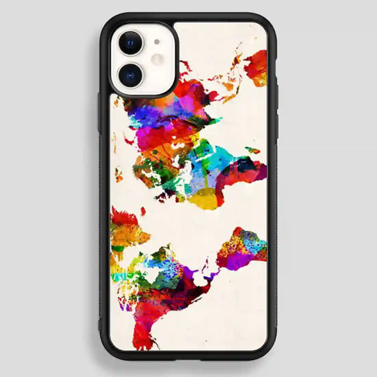 Abstract Painting World Map iPhone 12 Case