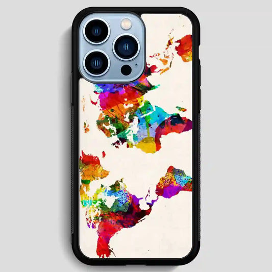 Abstract Painting World Map iPhone 13 Pro Max Case