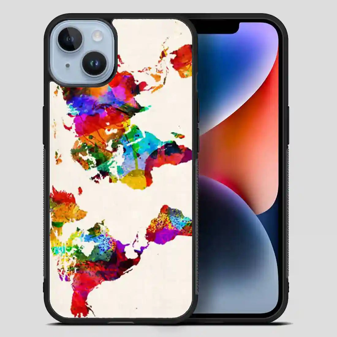 Abstract Painting World Map iPhone 14 Plus Case