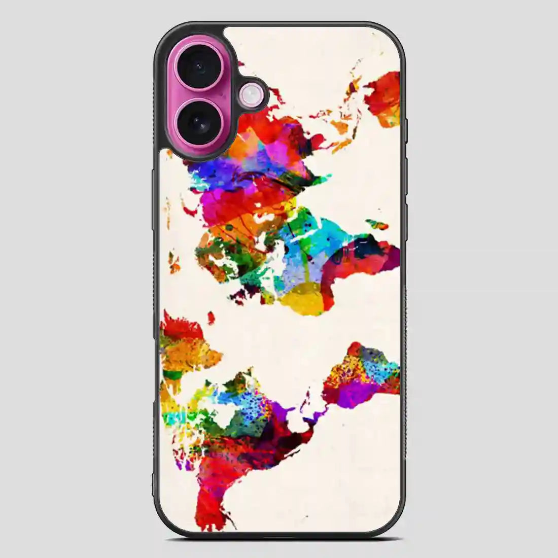 Abstract Painting World Map iPhone 16 Plus Case