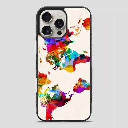 Abstract Painting World Map iPhone 16 Pro Max Case