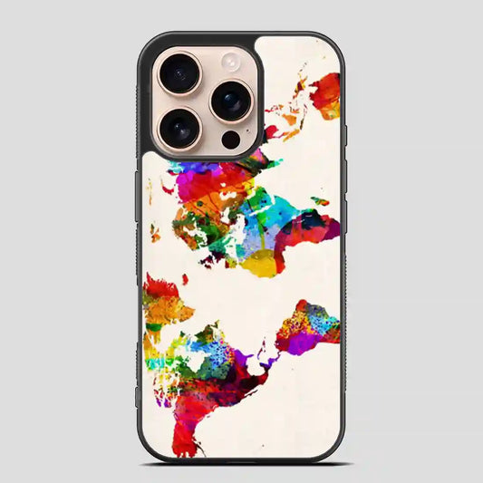 Abstract Painting World Map iPhone 16 Pro Case