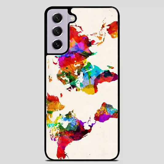 Abstract Painting World Map Samsung Galaxy S21 Case