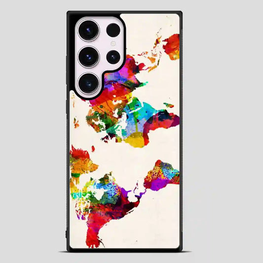 Abstract Painting World Map Samsung Galaxy S23 Ultra Case