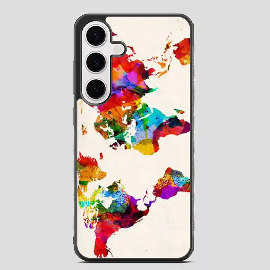 Abstract Painting World Map Samsung Galaxy S24 Plus Case