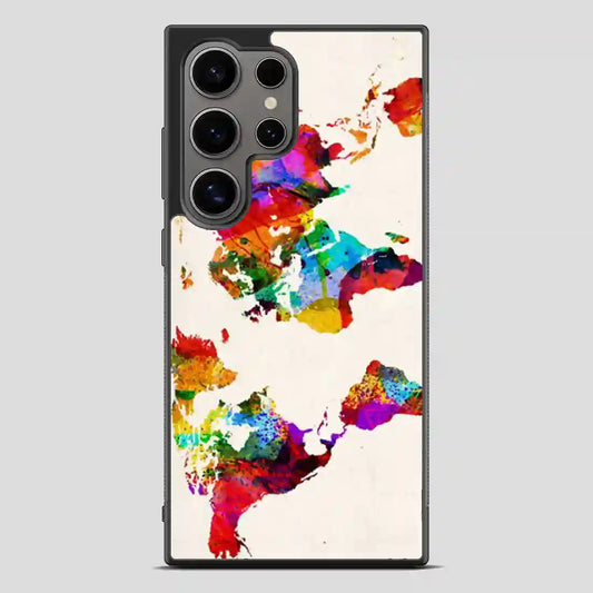 Abstract Painting World Map Samsung Galaxy S24 Ultra Case