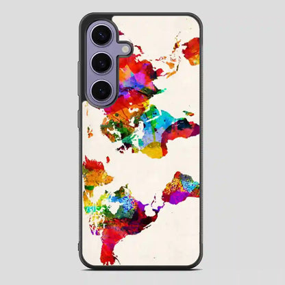 Abstract Painting World Map Samsung Galaxy S24 Case