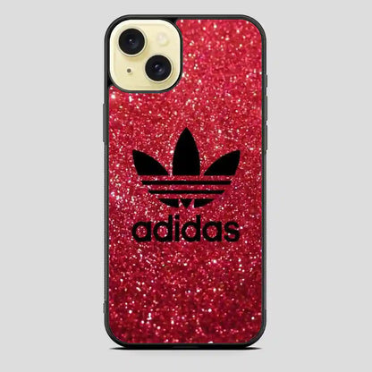 Adidas Red Glitter iPhone 15 Plus Case