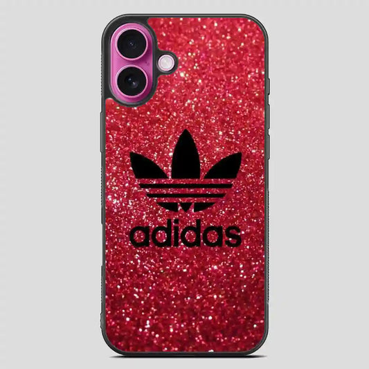 Adidas Red Glitter iPhone 16 Plus Case