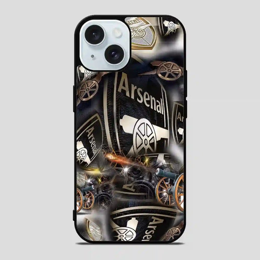 Arsenal Football Club Collage Gold iPhone 15 Case