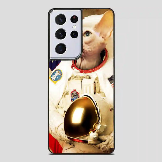 Astronaut Cat Retro Samsung Galaxy S21 Ultra Case