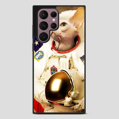 Astronaut Cat Retro Samsung Galaxy S22 Ultra Case