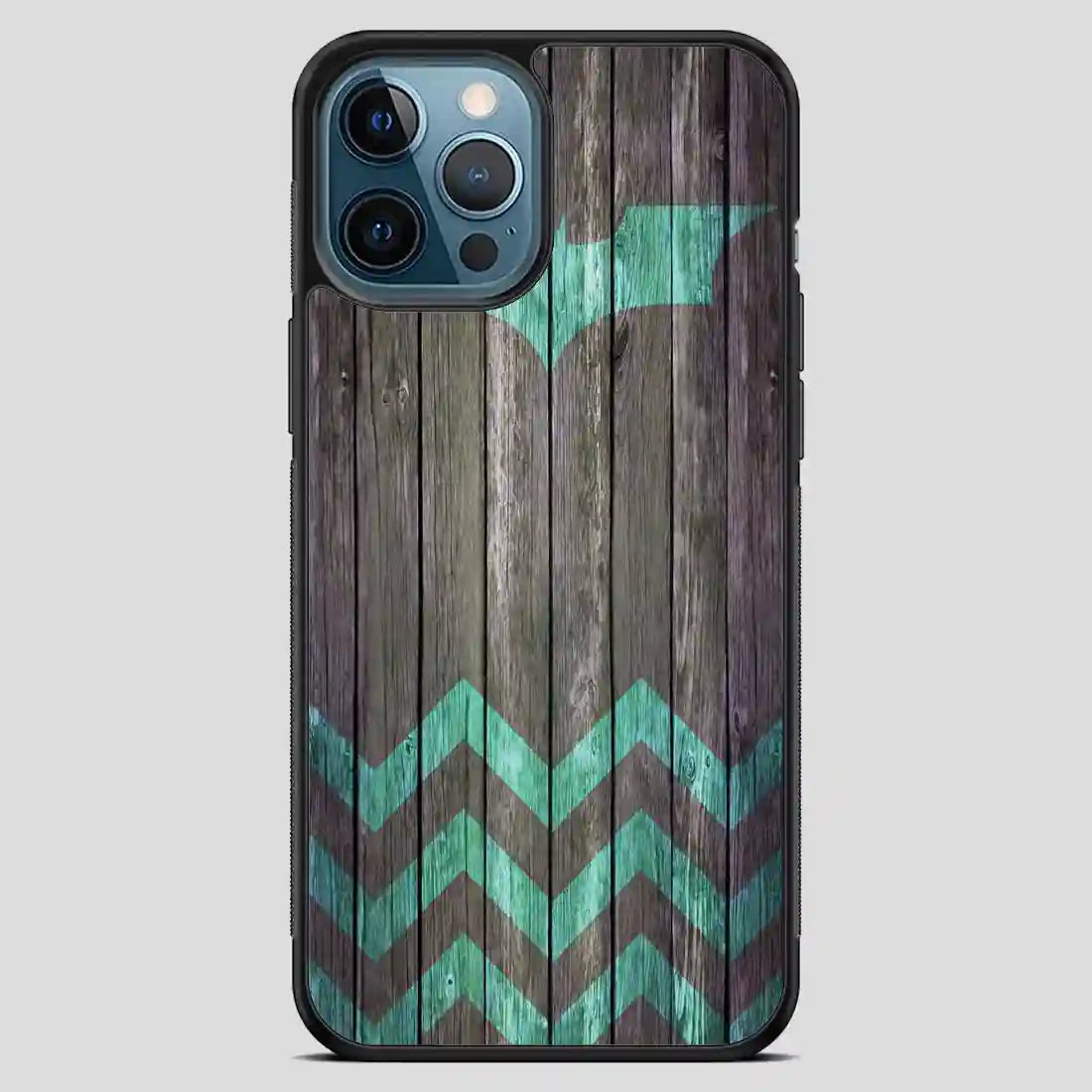 Bat And Chevron On Dark Wood iPhone 12 Pro Max Case