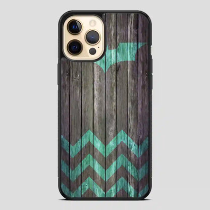 Bat And Chevron On Dark Wood iPhone 12 Pro Case