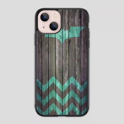 Bat And Chevron On Dark Wood iPhone 13 Mini Case