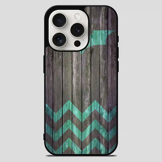 Bat And Chevron On Dark Wood iPhone 15 Pro Max Case