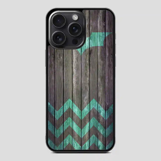 Bat And Chevron On Dark Wood iPhone 15 Pro Case