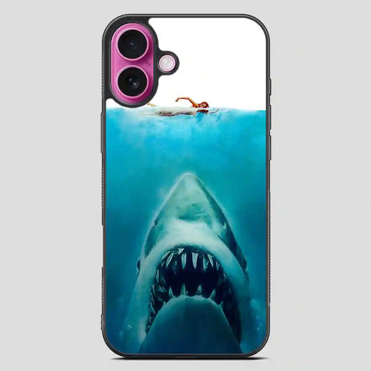 Big White Shark Swim In Sea iPhone 16 Plus Case