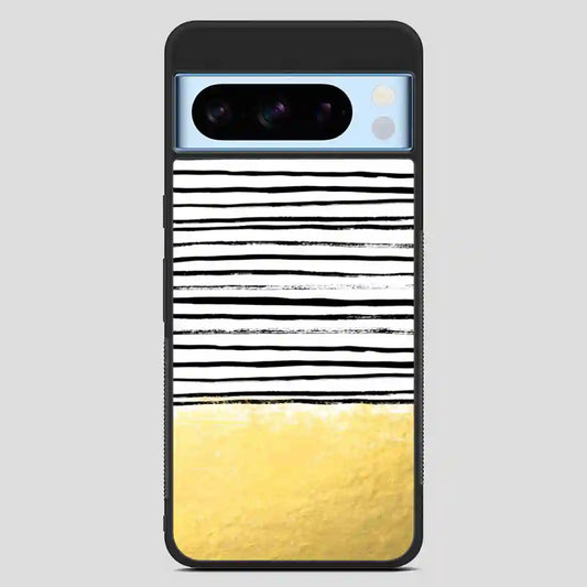 Blaire Brushed Gold Stripes Black And Gold Trend Google Pixel 8 Pro Case