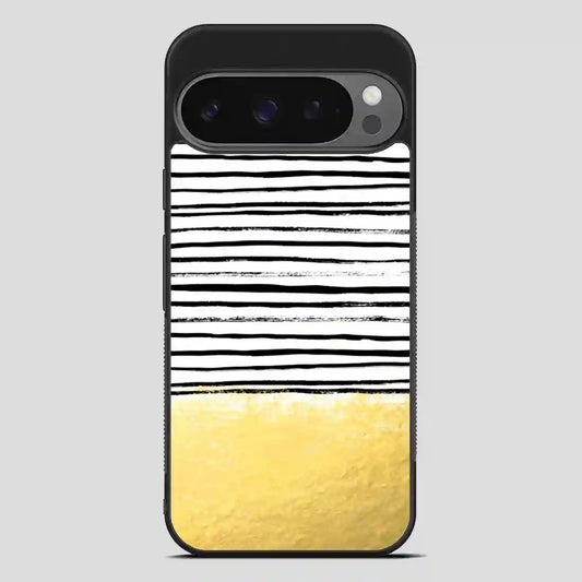 Blaire Brushed Gold Stripes Black And Gold Trend Google Pixel 9 Pro Case