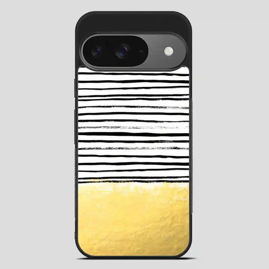 Blaire Brushed Gold Stripes Black And Gold Trend Google Pixel 9 Case