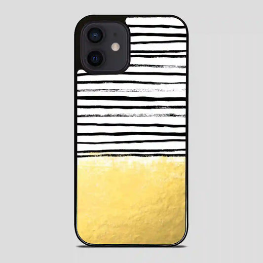 Blaire Brushed Gold Stripes Black And Gold Trend iPhone 12 Mini Case