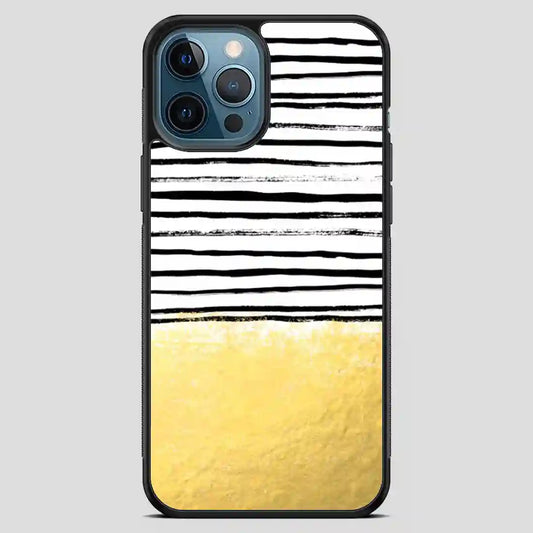 Blaire Brushed Gold Stripes Black And Gold Trend iPhone 12 Pro Max Case