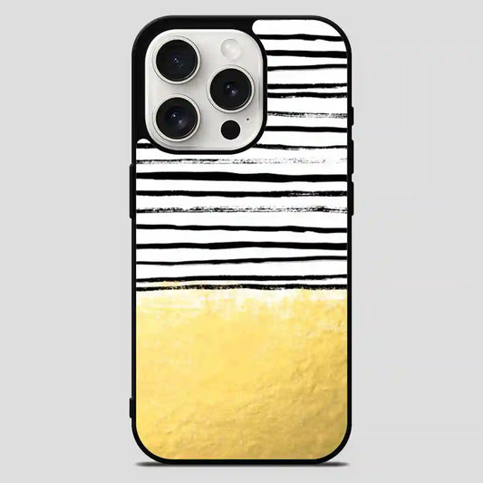 Blaire Brushed Gold Stripes Black And Gold Trend iPhone 15 Pro Max Case