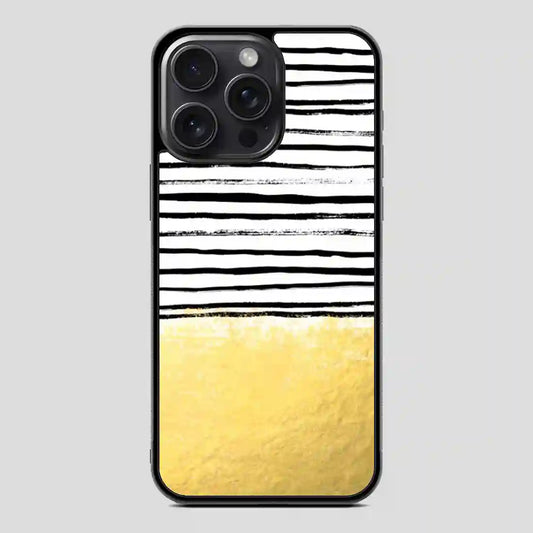 Blaire Brushed Gold Stripes Black And Gold Trend iPhone 15 Pro Case