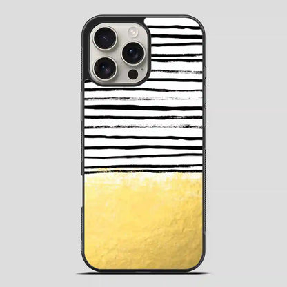 Blaire Brushed Gold Stripes Black And Gold Trend iPhone 16 Pro Max Case