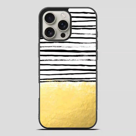 Blaire Brushed Gold Stripes Black And Gold Trend iPhone 16 Pro Max Case