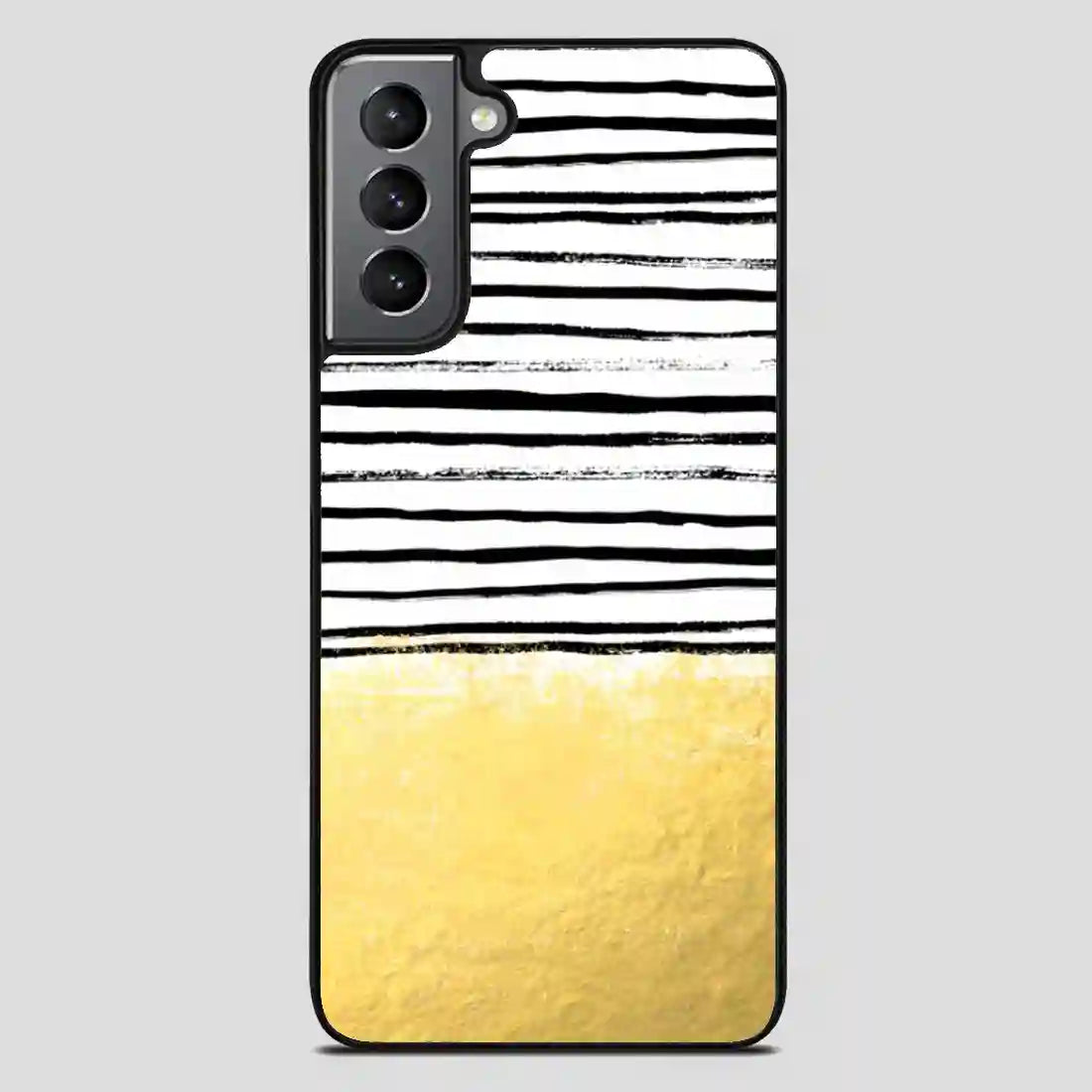 Blaire Brushed Gold Stripes Black And Gold Trend Samsung Galaxy S21 FE Case