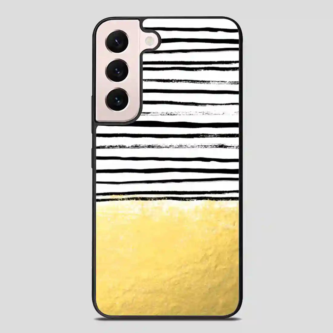 Blaire Brushed Gold Stripes Black And Gold Trend Samsung Galaxy S22 FE Case