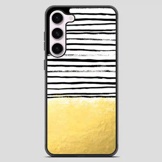 Blaire Brushed Gold Stripes Black And Gold Trend Samsung Galaxy S23 Case