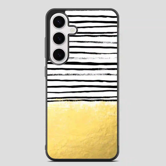 Blaire Brushed Gold Stripes Black And Gold Trend Samsung Galaxy S24 Plus Case