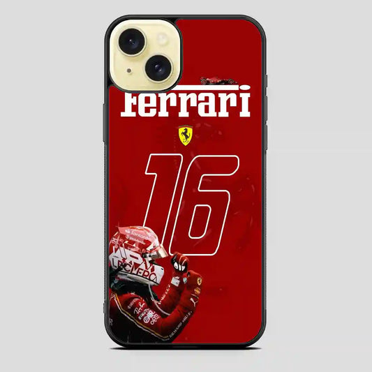 Charles Leclerc Ferrari Forza iPhone 15 Plus Case