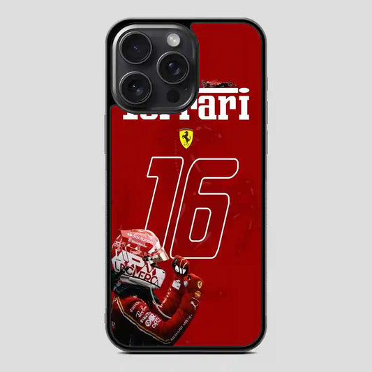 Charles Leclerc Ferrari Forza iPhone 15 Pro Case