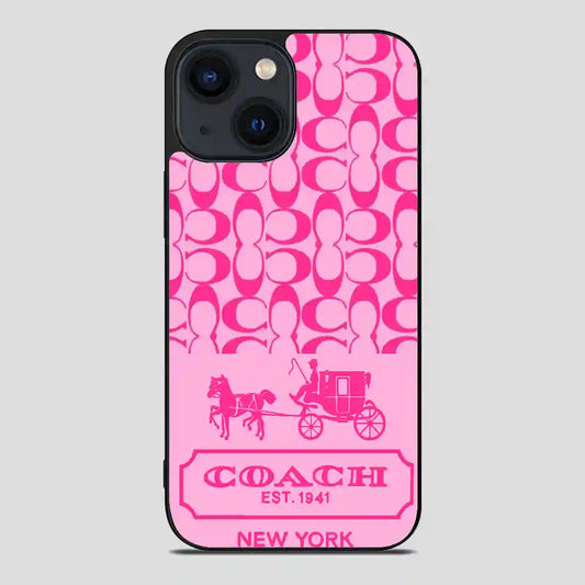 Coach Pattern Pink iPhone 14 Case