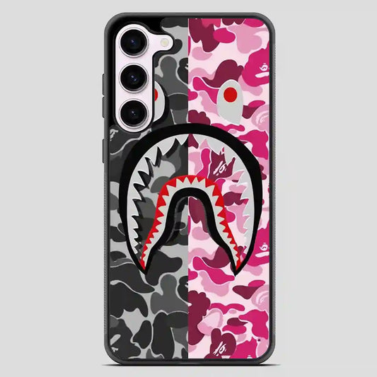 Colorfull Bape Shark Black And Pink Samsung Galaxy S23 Case