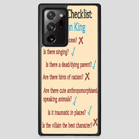 Disney Checklist The Lion King Samsung Galaxy Note 20 Ultra Case